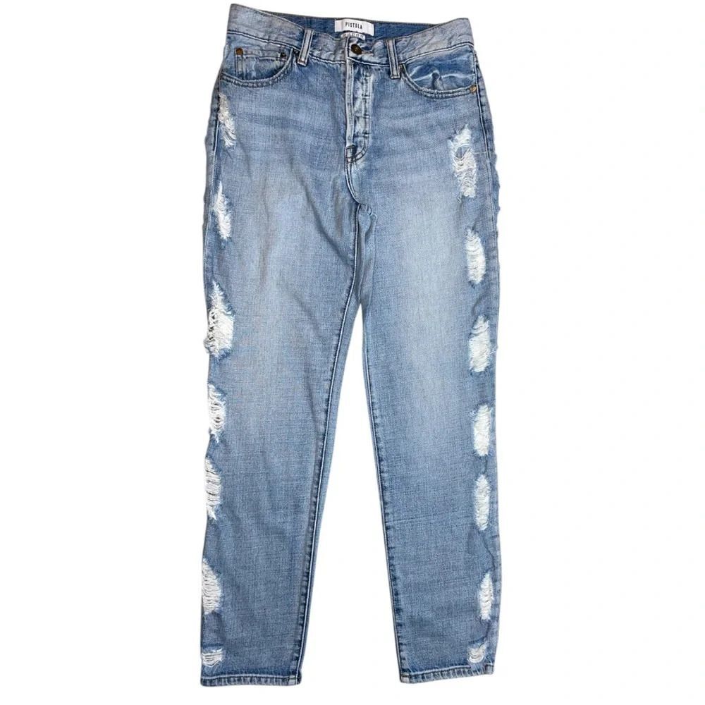 Pistola Women’s Distressed Straight-Leg Jeans | Size 27